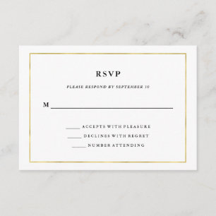 Mínimo moderno   Faux Gold Border RSVP