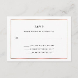 Mínimo moderno | Faux Rosa Gold Border RSVP