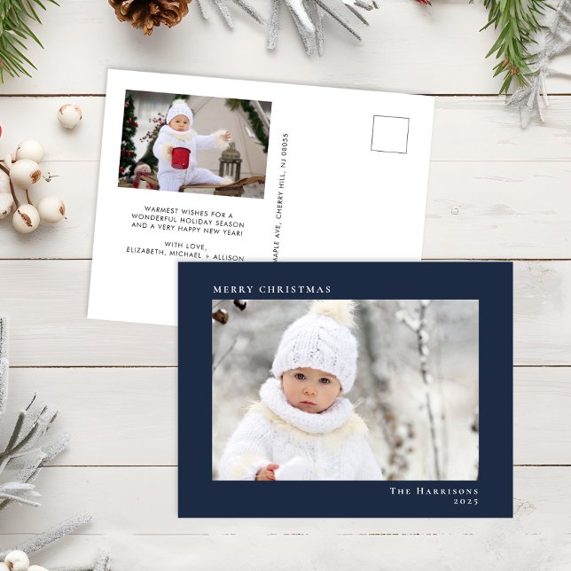 Mínimo moderno Feliz Navidad Azul foto (Subido por el creador)