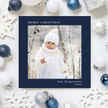 Mínimo Moderno Feliz Navidad Foto Azul