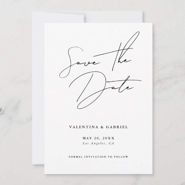 Mínimo moderno Guardar la invitación de fecha (Reverso)