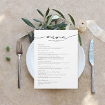Mínimo moderno | Menú Boda<br><div class="desc">Bonitas tarjetas a la carta para complementar los ajustes de la mesa en el boda o el próximo fiesta. Menos puede ser más. Esta es la inspiración de esta moderna y minimalista colección de bodas. Con fuentes y diseños de moda en un estilo moderno y minimalista. No lo hagas retorcido......</div>
