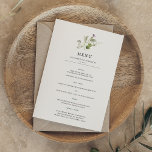 Mínimo moderno | Menú Boda de primavera verde<br><div class="desc">Bonitas tarjetas a la carta para complementar los ajustes de la mesa en el boda o el próximo fiesta. Bonita y delicada vegetación acuática adorna este elegante menú completamente personalizable. En el reverso hay más vegetación y espacio para añadir detalles adicionales. Perfecto para cualquier evento. ¡Vibrante, terrenal y despiadada! Los...</div>