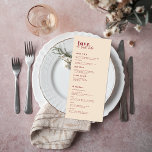 Mínimo moderno | Menú Boda rosa y rojo<br><div class="desc">Bonitas tarjetas a la carta para complementar los ajustes de la mesa en el boda o el próximo fiesta. No se vuelve mucho más romántico que esta combinación de colores. Como un beso boda tierno, los impresionantes tonos rosas y rojos de caramelo son absolutamente románticos y dulces. Con esta combinación...</div>