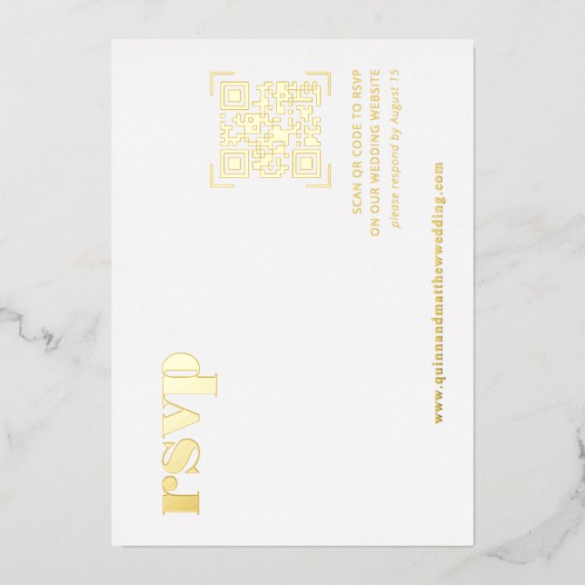Mínimo moderno | Tarjeta RSVP de casamiento de cód (Anverso)