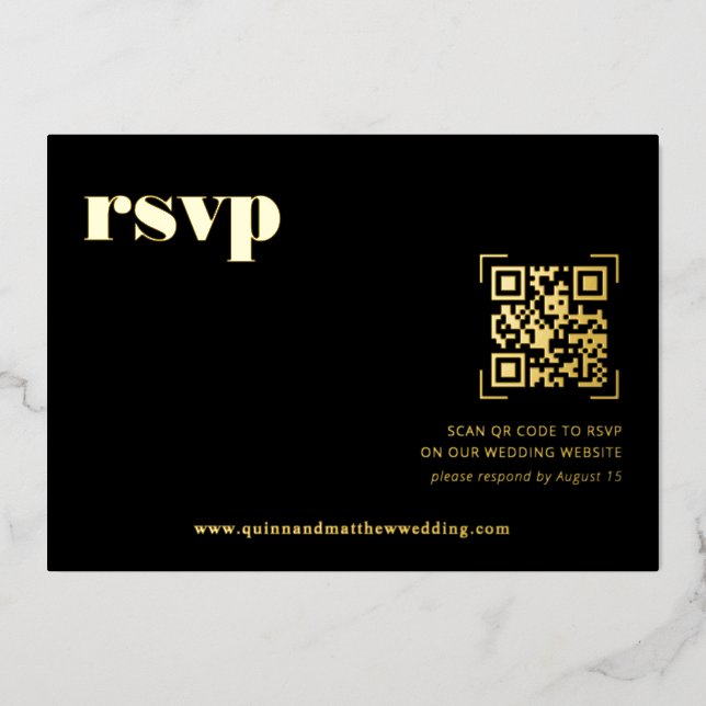 Mínimo moderno | Tarjeta RSVP de casamiento de cód (Anverso)
