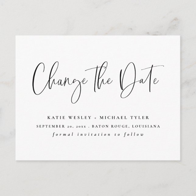 Mínimo negro Cambiar las Invitaciones de fecha (Anverso)