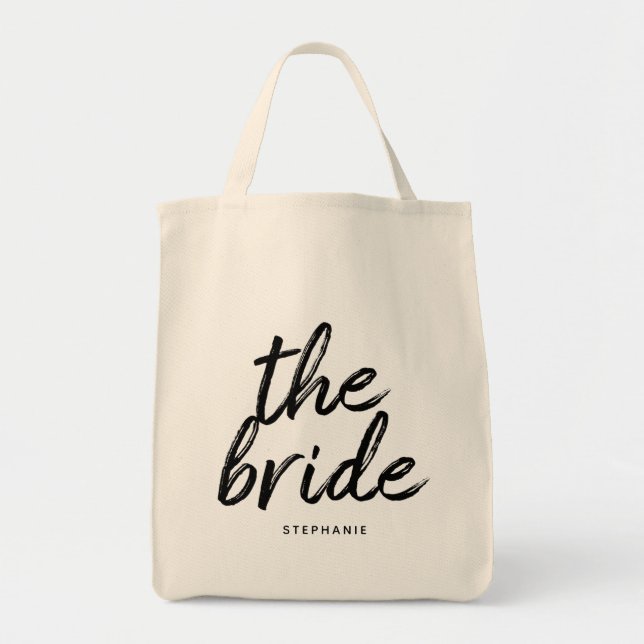 Mínimo Personalizado La Bolsa De La Novia Tote (Frente)