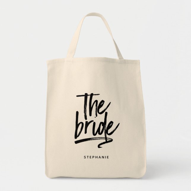 Mínimo Personalizado La Bolsa De La Novia Tote (Frente)