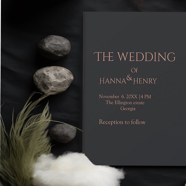 Mínimo rosa negro oro Invitación moderna (Subido por el creador)