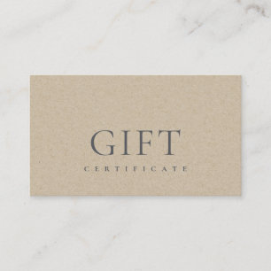 Mínimo Sencillo Certificado de Regalo Kraft Elegan