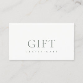 Mínimo Simple Dusky Green Ivory Gift Certificado