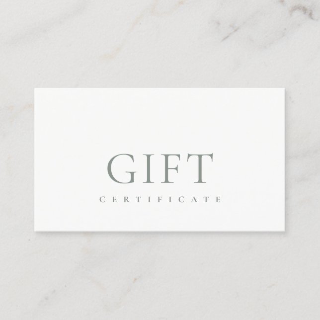 Mínimo Simple Dusky Green Ivory Gift Certificado (Anverso)