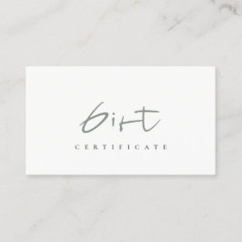 Mínimo Simple Dusky Green Script Gift Certificado
