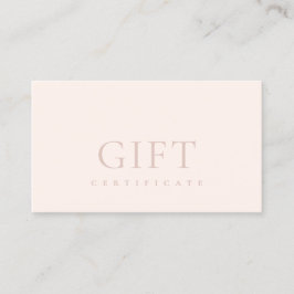 Mínimo Simple Dusky Pink Rubor Gift Certificado