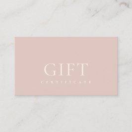 Mínimo Simple Dusky Pink Rubor Gift Certificado