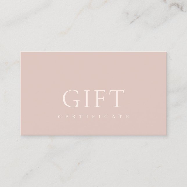 Mínimo Simple Dusky Pink Rubor Gift Certificado (Anverso)