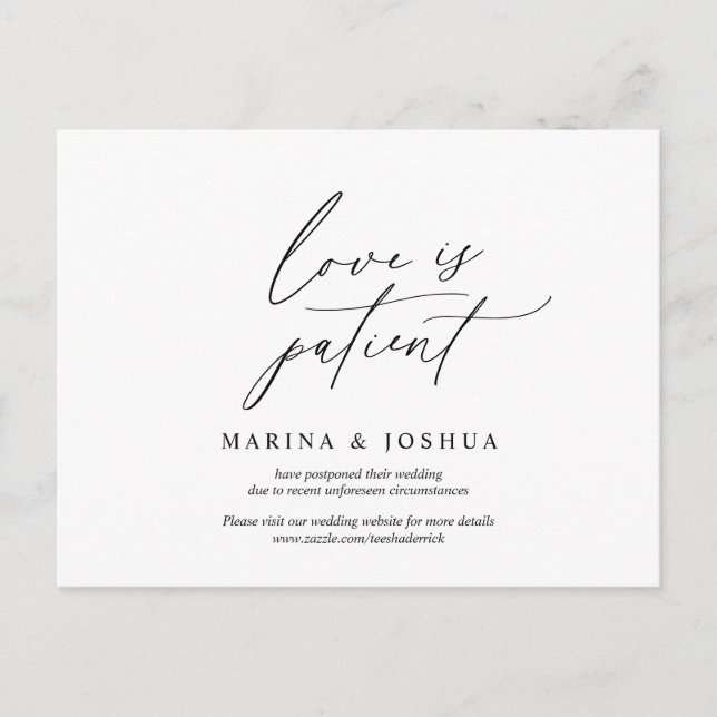 Mínimo simple, invitación de boda Reprogramado (Anverso)