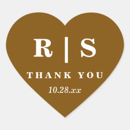 Mínimo y Moda | Pegatina Boda monograma marrón