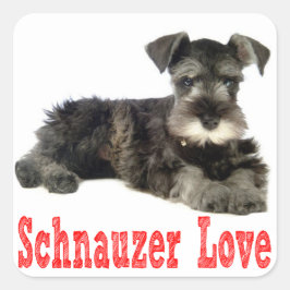 Ministra Schnauzer Puppy Dog Love Red Pegatina