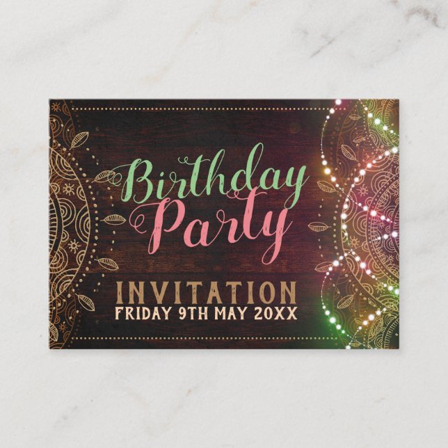 Minitarjeta de invitación a la fiesta de cumpleaño (Anverso)