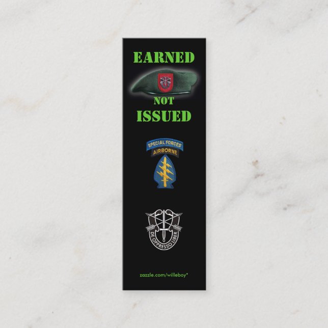 Minitarjeta De Visita 7mo bookmarker del grupo de las boinas verdes de (Anverso)