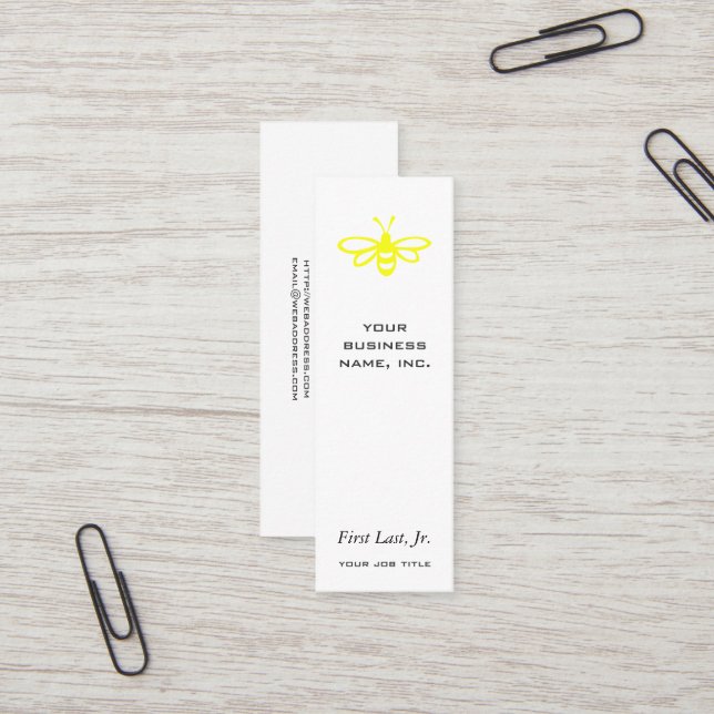 Minitarjeta De Visita Abeja [limón] (Anverso/Reverso In Situ)