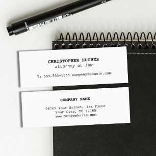 Minitarjeta De Visita Abogado en la ley blanco elegante simple