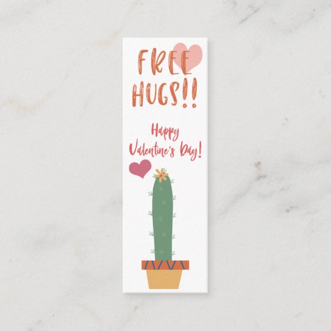 Minitarjeta De Visita ¡Abrazos gratis!  Cactus Valentine Mini Marcador (Anverso)