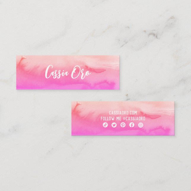 Minitarjeta De Visita Abstracto acuarela Personalizado rosa Iconos de me (Anverso / Reverso)