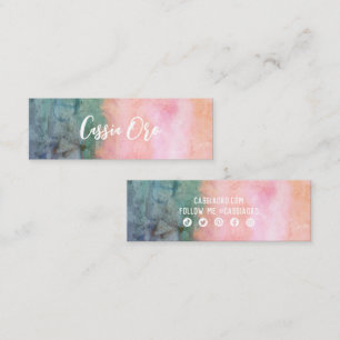 Minitarjeta De Visita Abstracto acuarela Personalizado Verde azulado ros