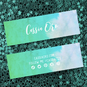 Minitarjeta De Visita Abstrato acuarela Personalizado verde icono de med