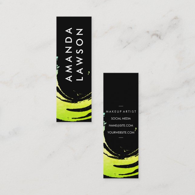 Minitarjeta De Visita Accionamiento artístico del pincel verde (Anverso / Reverso)