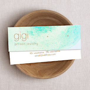 Minitarjeta De Visita Acuarela Abstracta Azul Aqua Studs Earls