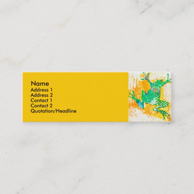 Minitarjeta De Visita Acuarela fresca del animal de la rana verde (Anverso)