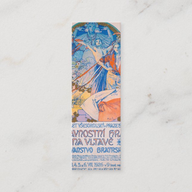 Minitarjeta De Visita Alphonse Mucha para el Festival Sokol (1926) (Anverso)