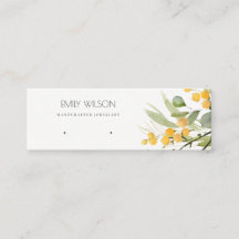 Amarillo Verde Dorado Wattle Foliage Earring Stud 