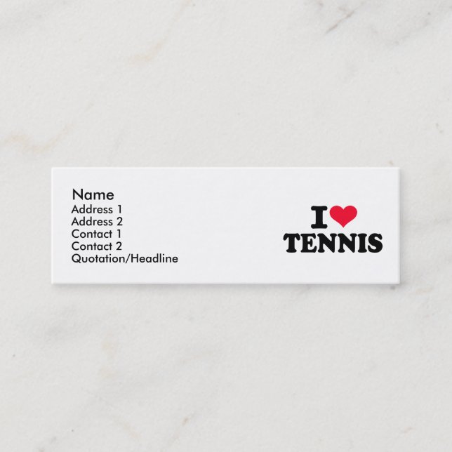 Minitarjeta De Visita Amo tenis (Anverso)