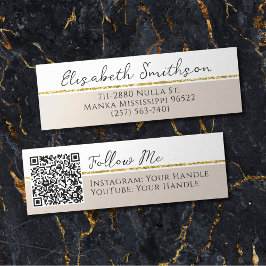 Minitarjeta De Visita Añadir código QR medios sociales Taupe Gold Purpur