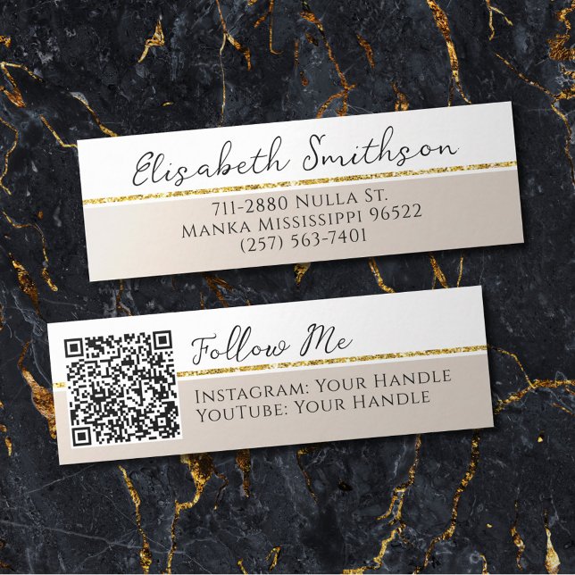 Minitarjeta De Visita Añadir código QR medios sociales Taupe Gold Purpur (Subido por el creador)