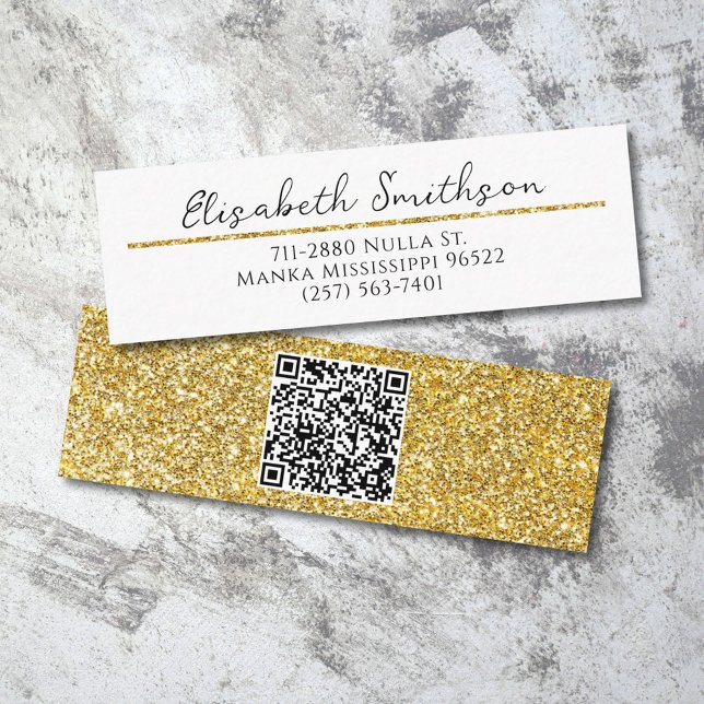 Minitarjeta De Visita Añadir QR Code Gold Purpurina de lujo moderno Mini (Subido por el creador)