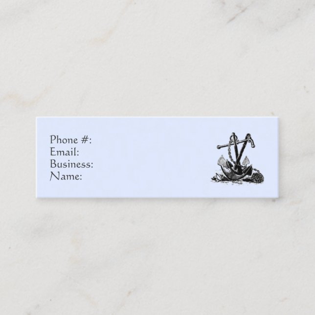 Minitarjeta De Visita Anchor Nautical Blue Business Card (Anverso)
