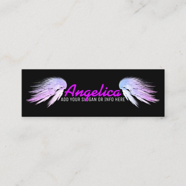 Minitarjeta De Visita ANGEL WINGS Fantasy Purple on Black (Anverso)