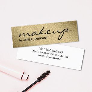 Minitarjeta De Visita Artista de maquillaje blanco del falso oro