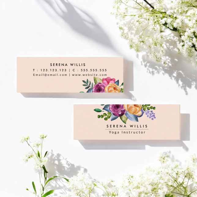 Minitarjeta De Visita Artista de maquillaje floral beige (Subido por el creador)