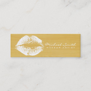Minitarjeta De Visita Artista de maquillaje Labios Blancos de Madera Mod