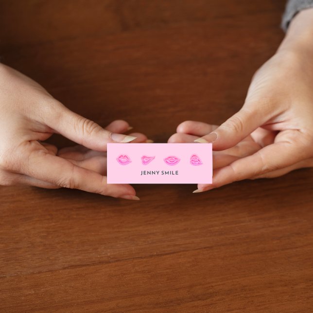 Minitarjeta De Visita Artista de maquillaje Ligas Enfermera Inyector Cos (Makeup Artist Lips Nurse Cosmetic Injector Qr Code Mini Business Card)