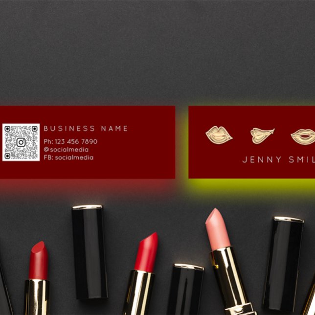 Minitarjeta De Visita Artista de maquillaje Litros Enfermero Inyector Co (Makeup Artist Lips Nurse Cosmetic Injector Qr Mini Business Card)