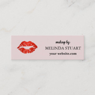 Minitarjeta De Visita Artista de maquillaje mini moderno labios rojos