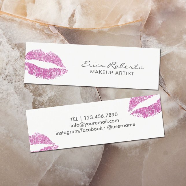 Minitarjeta De Visita Artista de maquillaje Moderno Lips Purpurina Rosa  (Subido por el creador)